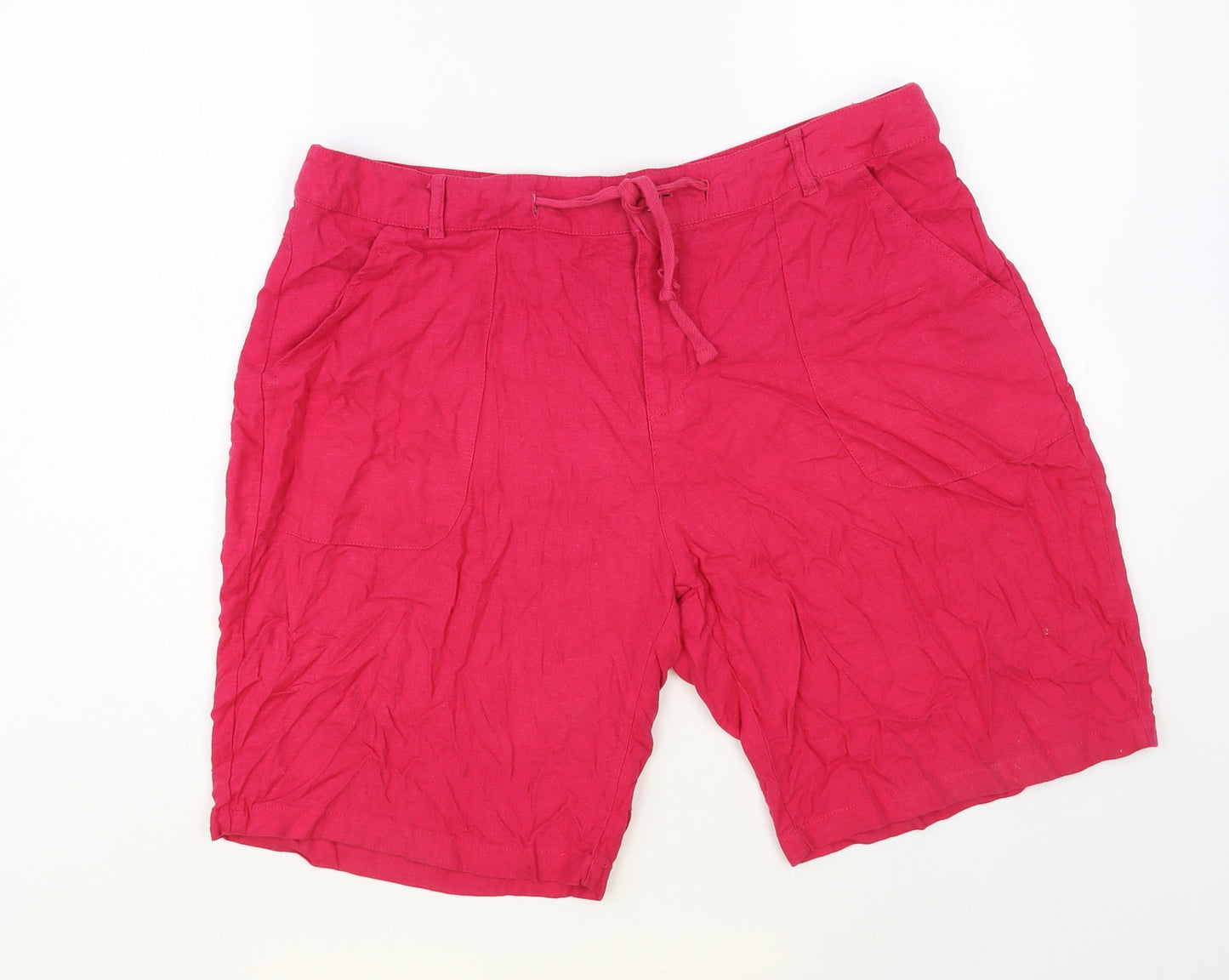 Mystify Womens Pink Linen Bermuda Shorts Size 16 L9 in Regular Drawstring