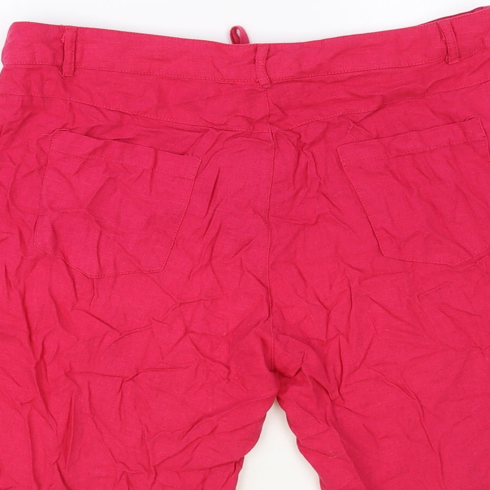 Mystify Womens Pink Linen Bermuda Shorts Size 16 L9 in Regular Drawstring