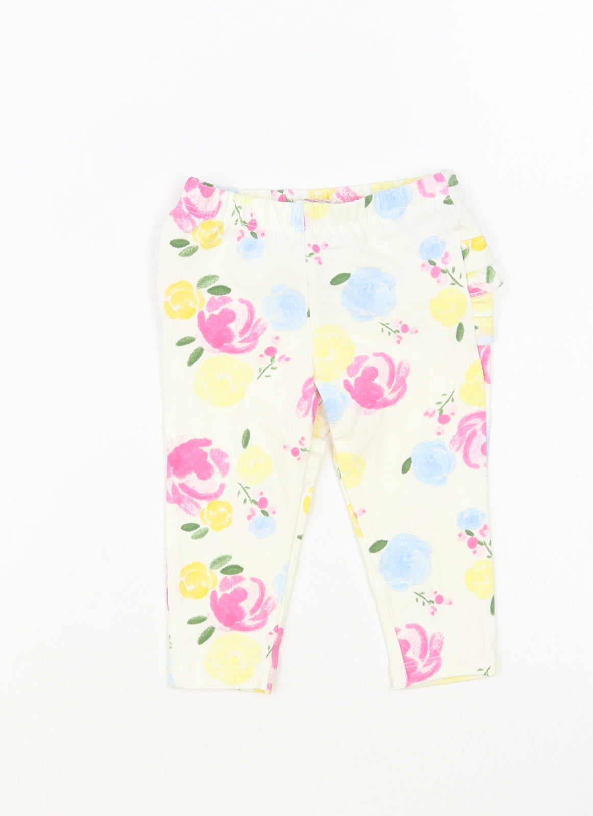 Primark Baby White Floral Cotton Jogger Leggings Size 6-9 Months Pullover