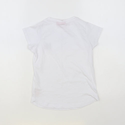 LA Gear Girls White Polyester Basic T-Shirt Size 7-8 Years V-Neck Pullover