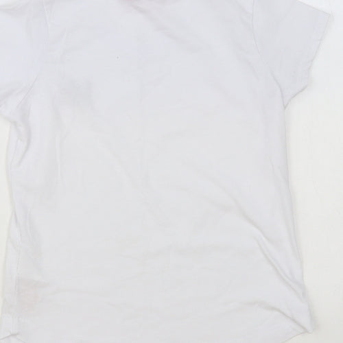 LA Gear Girls White Polyester Basic T-Shirt Size 7-8 Years V-Neck Pullover