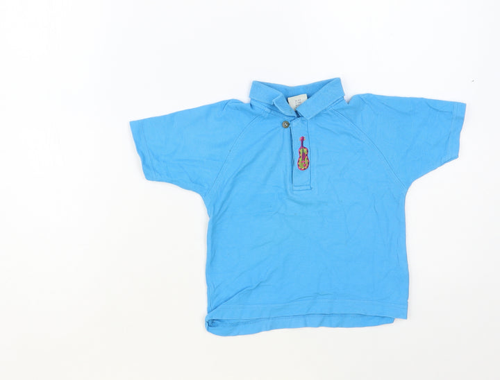 NEXT Boys Blue Cotton Basic Polo Size 2 Years Collared Button - Guitar