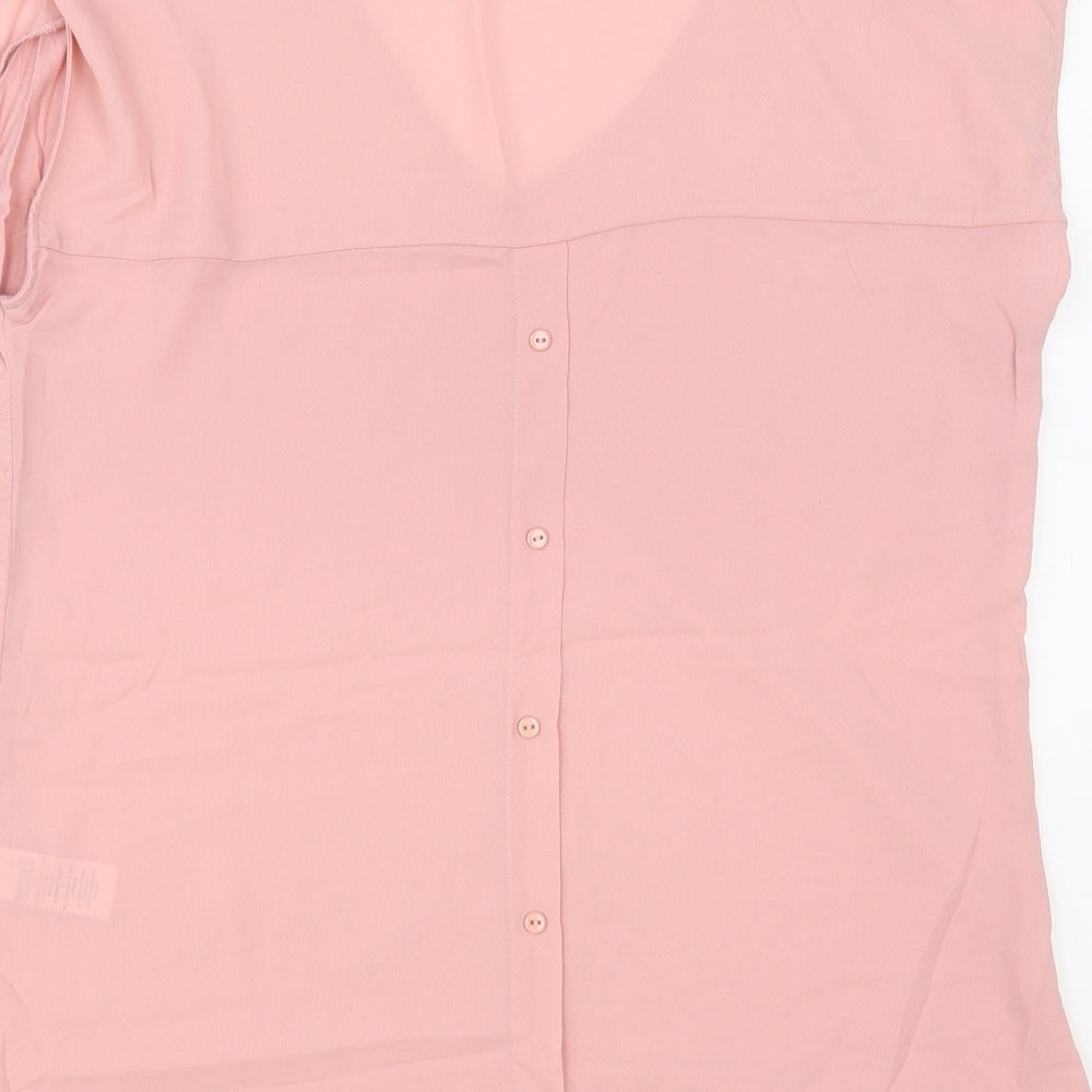 NEXT Womens Pink Polyester Basic Blouse Size 12 V-Neck