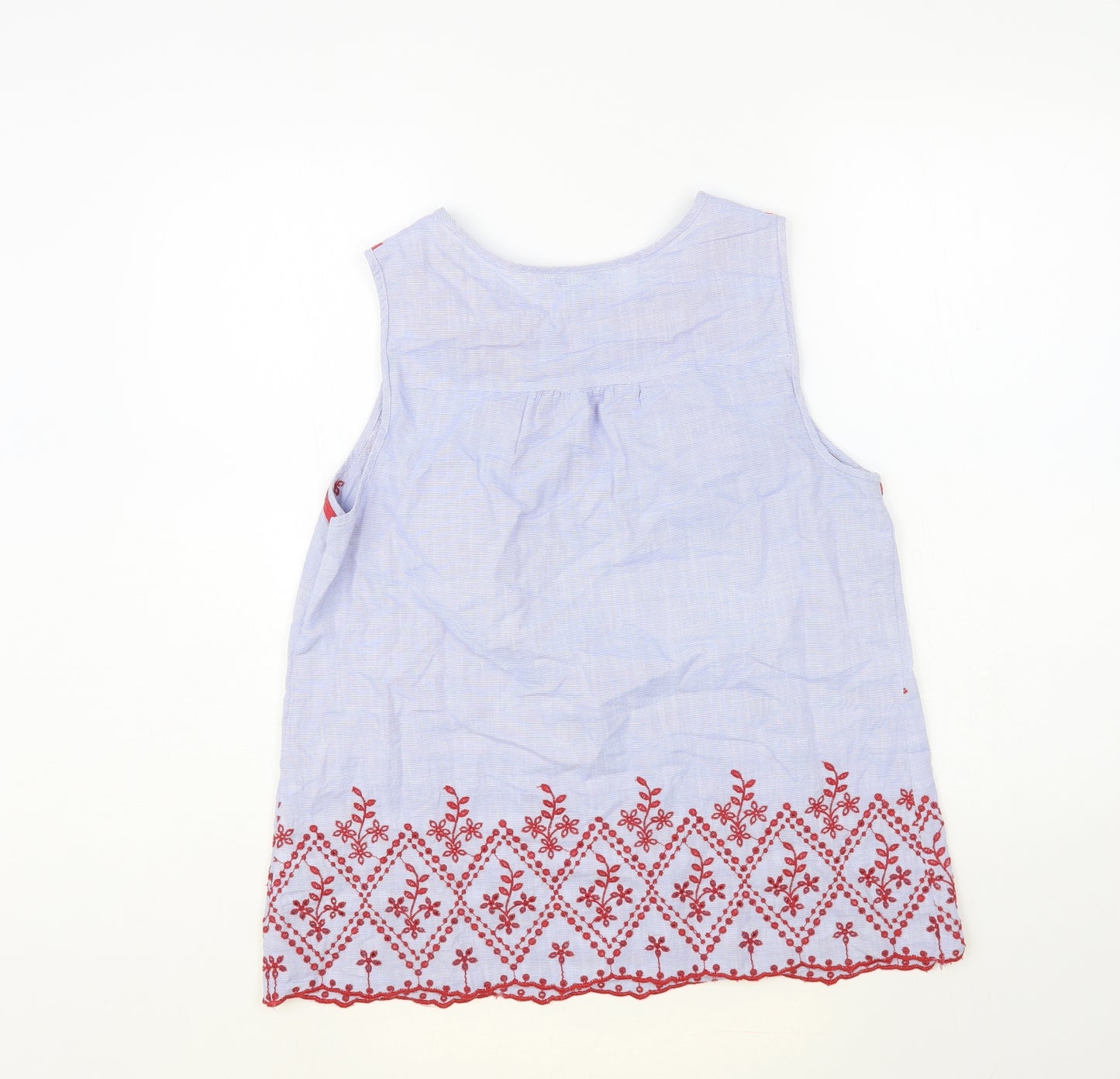 NEXT Womens Blue Floral Cotton Basic Tank Size 14 Round Neck