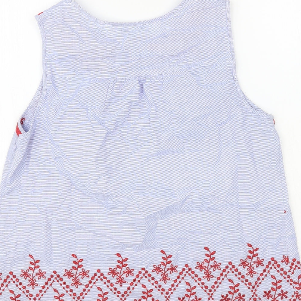 NEXT Womens Blue Floral Cotton Basic Tank Size 14 Round Neck