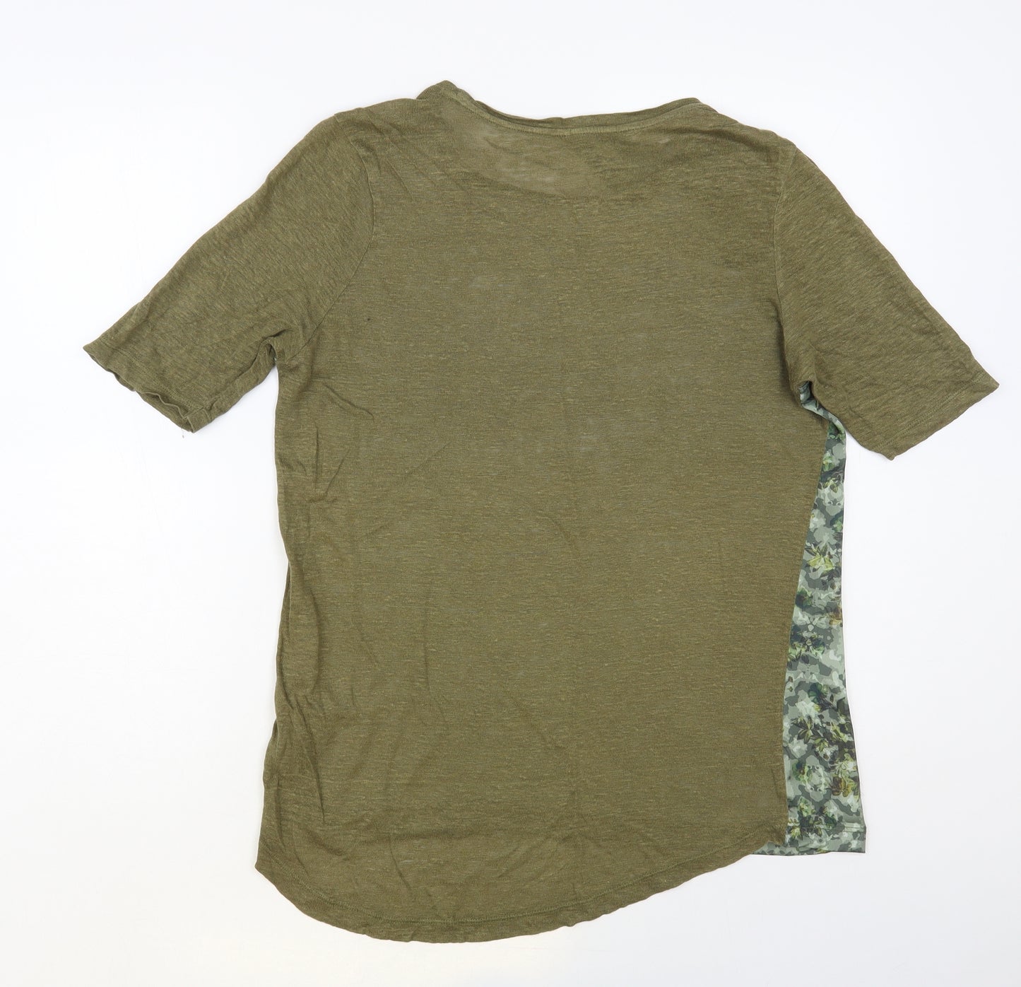 NEXT Womens Green Floral Polyester Basic Blouse Size 14 Round Neck