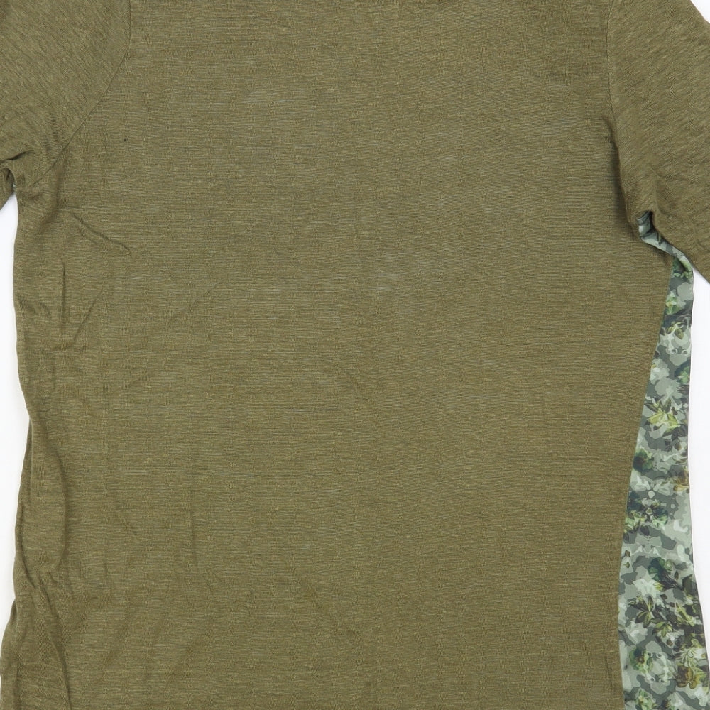 NEXT Womens Green Floral Polyester Basic Blouse Size 14 Round Neck