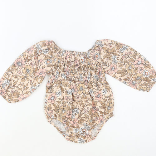 SheIn Baby Pink Floral Polyester Babygrow One-Piece Size 3-6 Months Snap