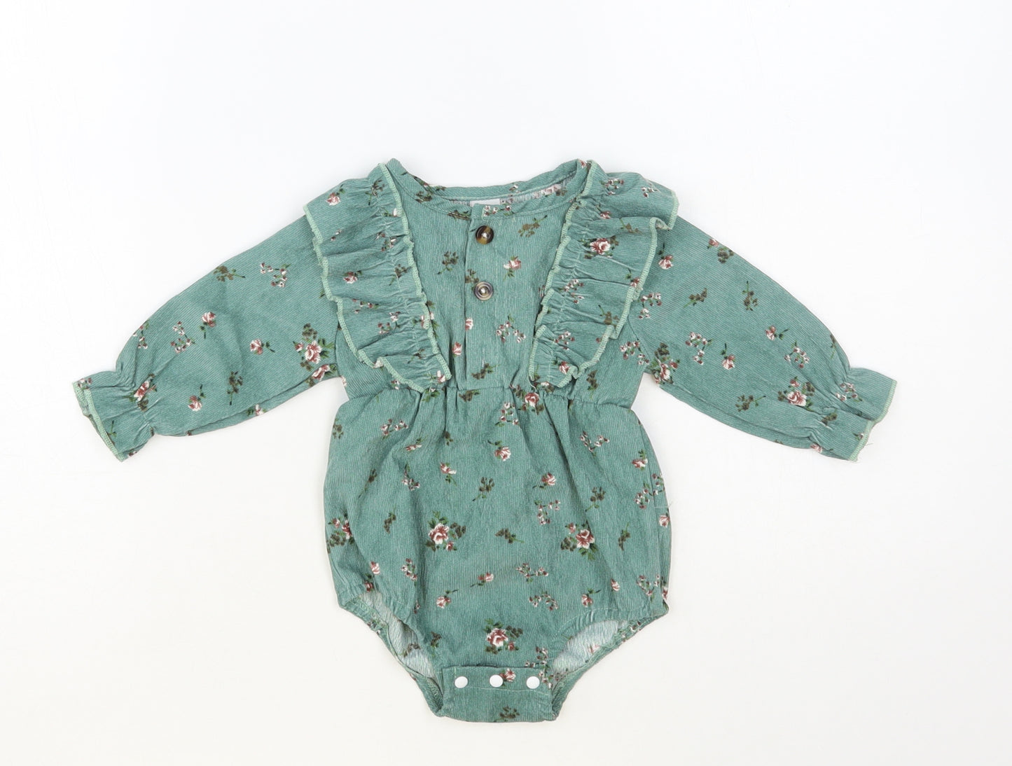 SheIn Baby Green Floral Polyester Babygrow One-Piece Size 3-6 Months Snap