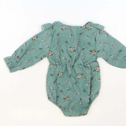 SheIn Baby Green Floral Polyester Babygrow One-Piece Size 3-6 Months Snap