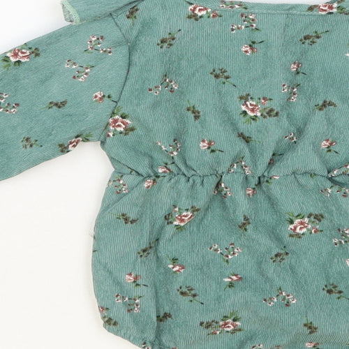 SheIn Baby Green Floral Polyester Babygrow One-Piece Size 3-6 Months Snap