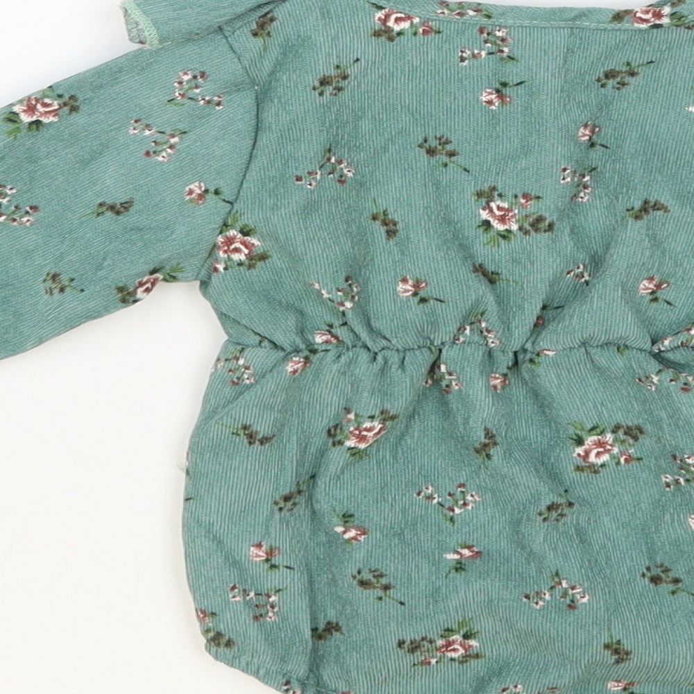 SheIn Baby Green Floral Polyester Babygrow One-Piece Size 3-6 Months Snap