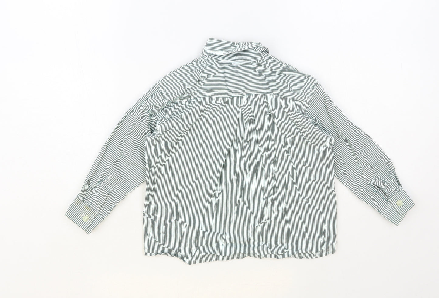 NEXT Boys Grey Striped Cotton Basic Button-Up Size 2 Years Collared Button