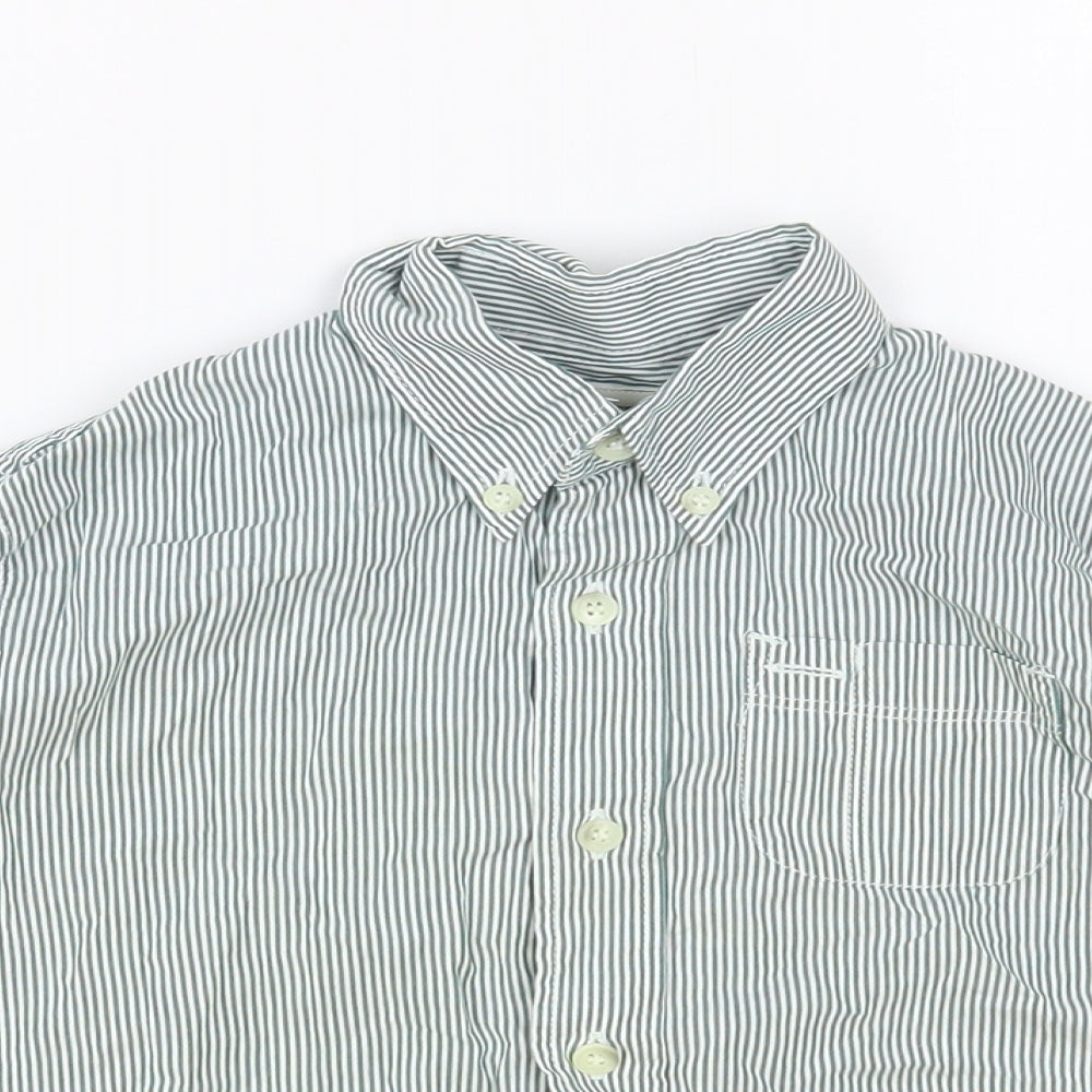 NEXT Boys Grey Striped Cotton Basic Button-Up Size 2 Years Collared Button