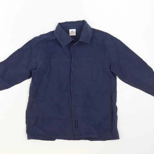 NEXT Boys Blue Lyocell Basic Button-Up Size 2-3 Years Collared Button