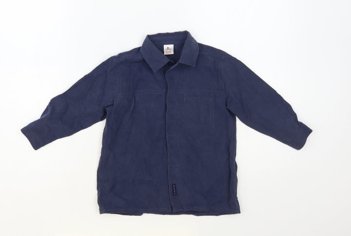 NEXT Boys Blue Lyocell Basic Button-Up Size 2-3 Years Collared Button