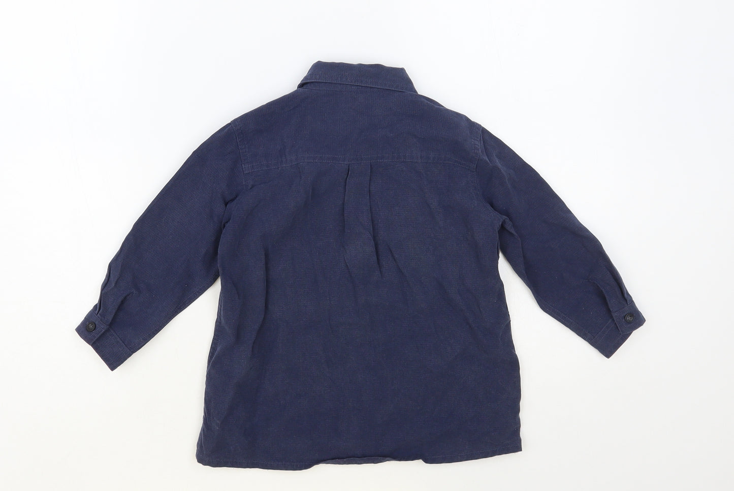 NEXT Boys Blue Lyocell Basic Button-Up Size 2-3 Years Collared Button