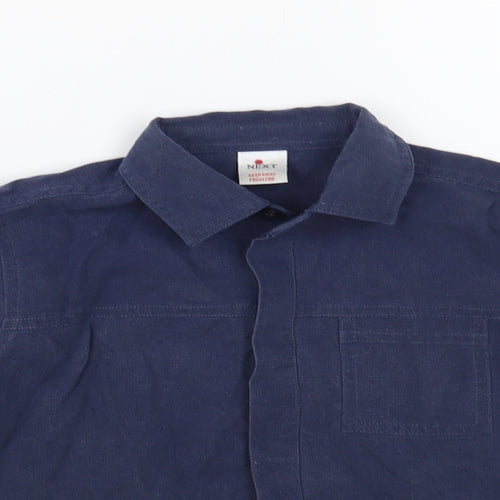 NEXT Boys Blue Lyocell Basic Button-Up Size 2-3 Years Collared Button