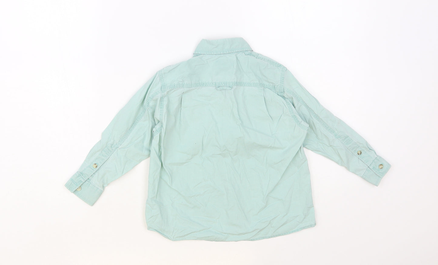 NEXT Boys Green Cotton Basic Button-Up Size 2 Years Collared Button