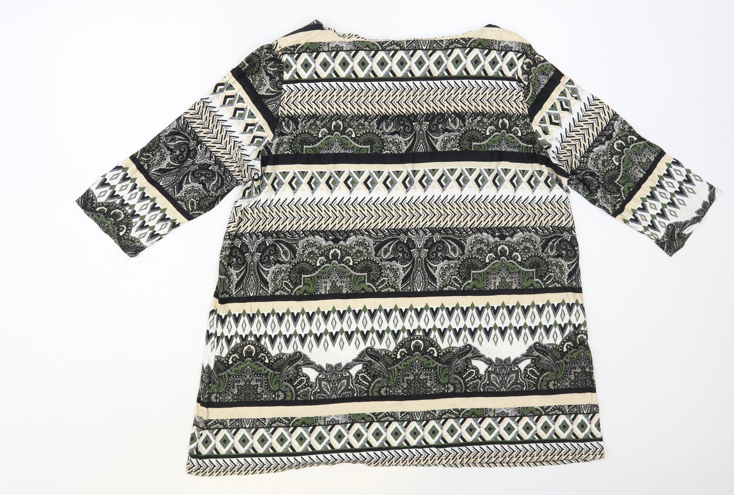 Wallis Womens Multicoloured Geometric Viscose Basic Blouse Size L Boat Neck