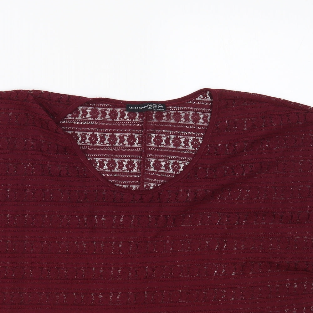 Atmosphere Womens Purple Floral Polyester Basic Blouse Size 18 Round Neck