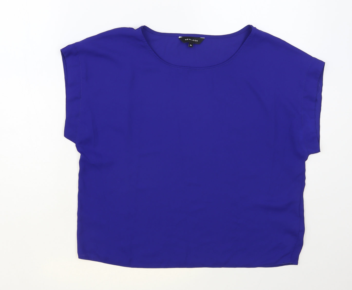 New Look Womens Blue Polyester Basic Blouse Size 14 Round Neck