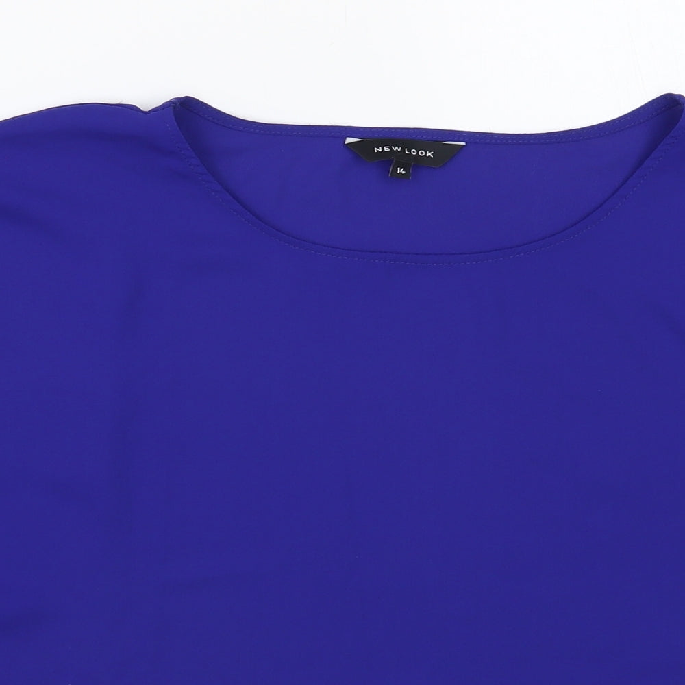 New Look Womens Blue Polyester Basic Blouse Size 14 Round Neck