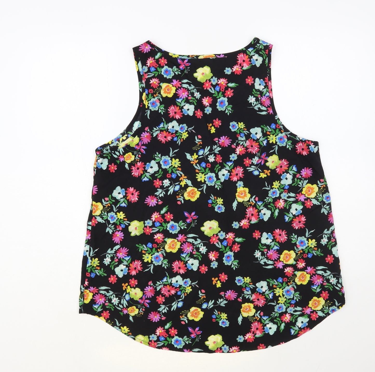 Atmosphere Womens Black Floral Polyester Basic Tank Size 16 Scoop Neck