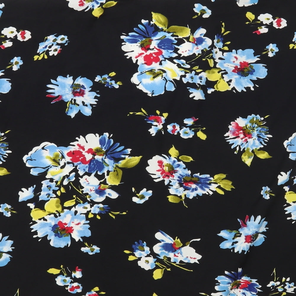 Atmosphere Womens Black Floral Polyester Kimono Blouse Size M V-Neck