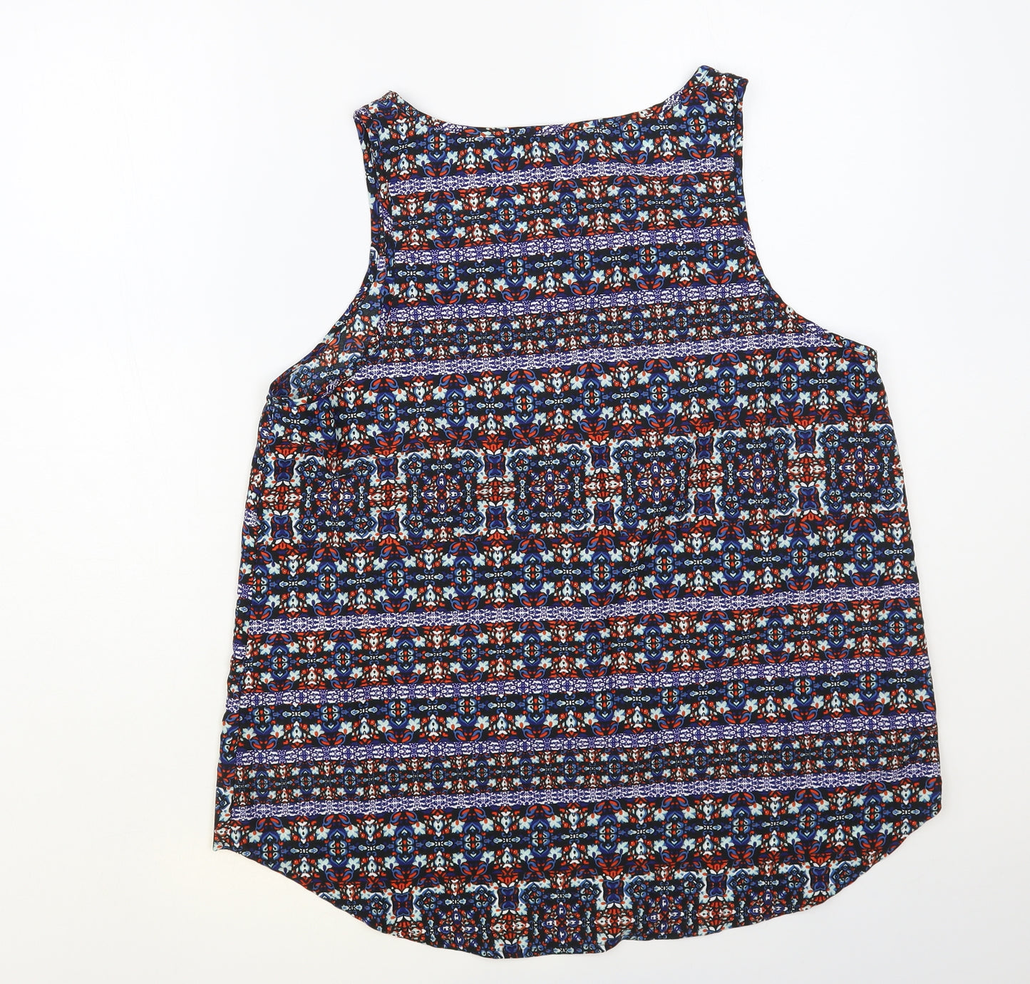 Atmosphere Womens Blue Geometric Polyester Basic Tank Size 16 Scoop Neck