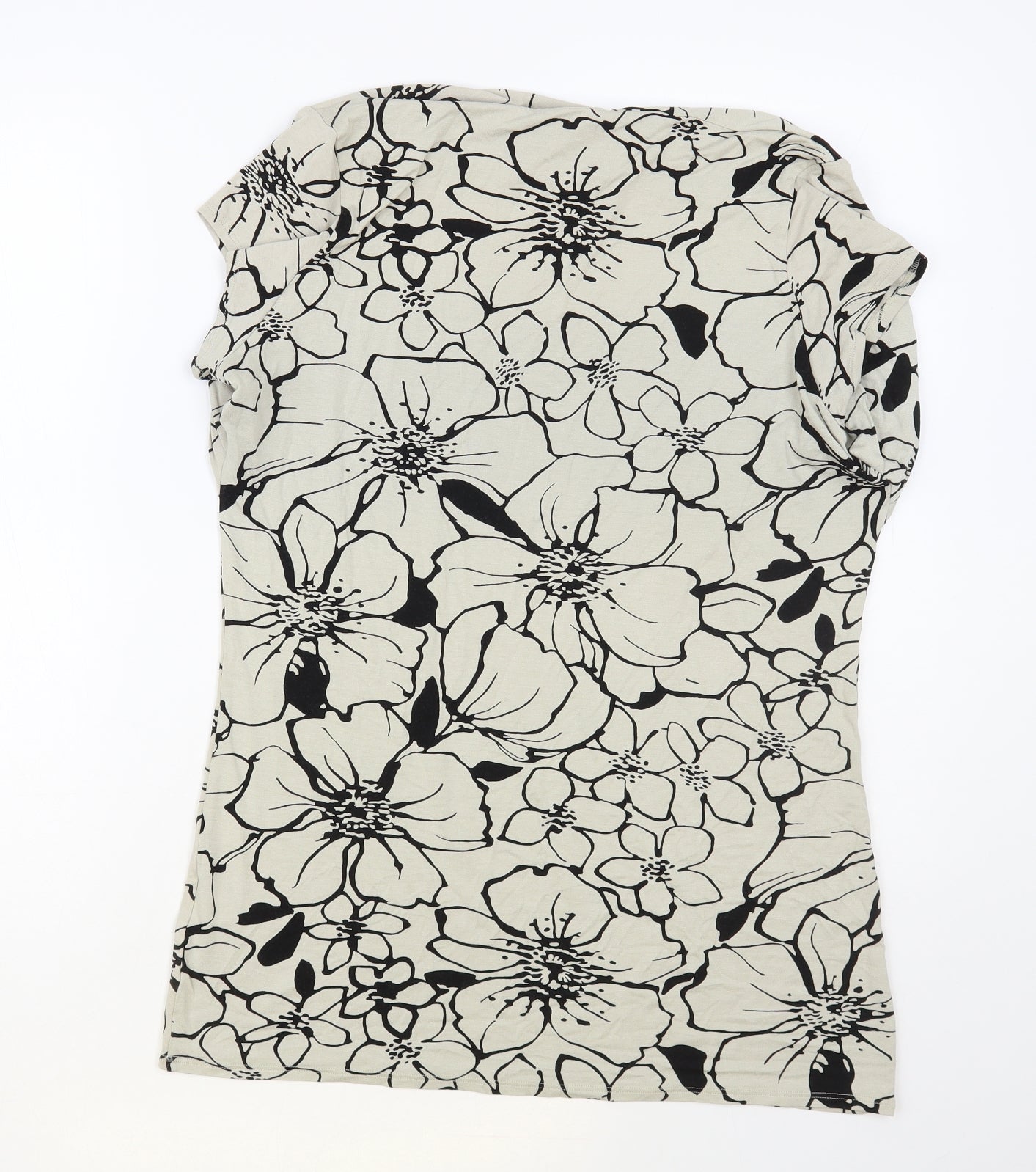 Marks and Spencer Womens Grey Floral Viscose Basic Blouse Size 18 Square Neck