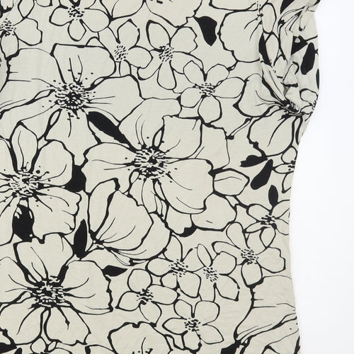 Marks and Spencer Womens Grey Floral Viscose Basic Blouse Size 18 Square Neck