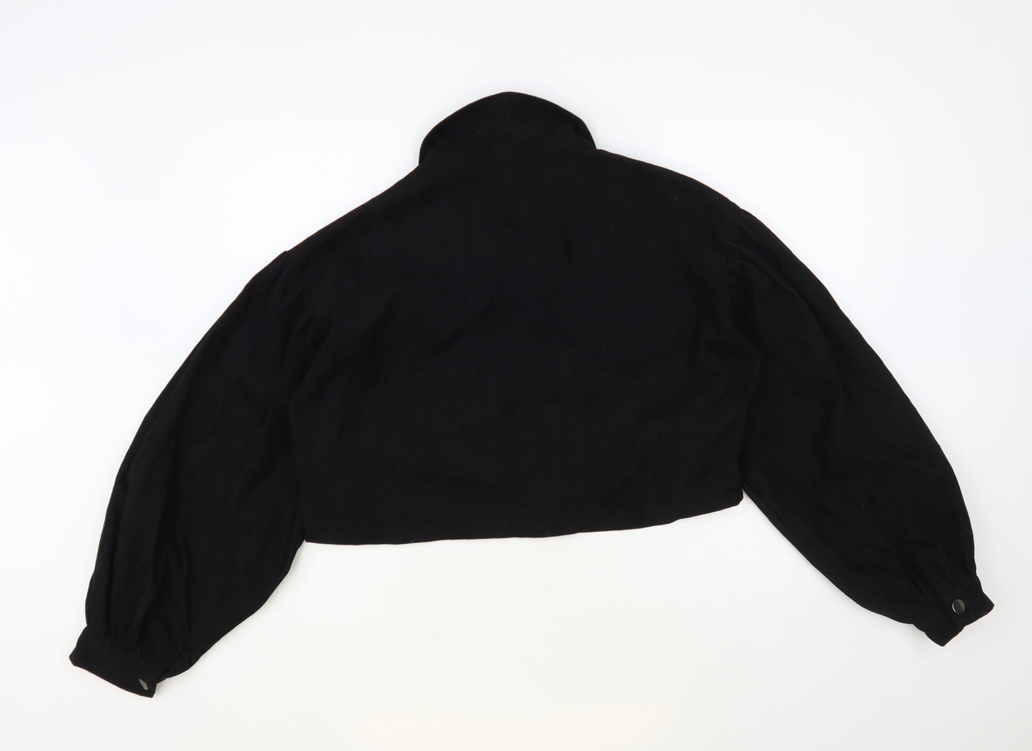 SheIn Womens Black Plaid Jacket Size M Button - Cropped