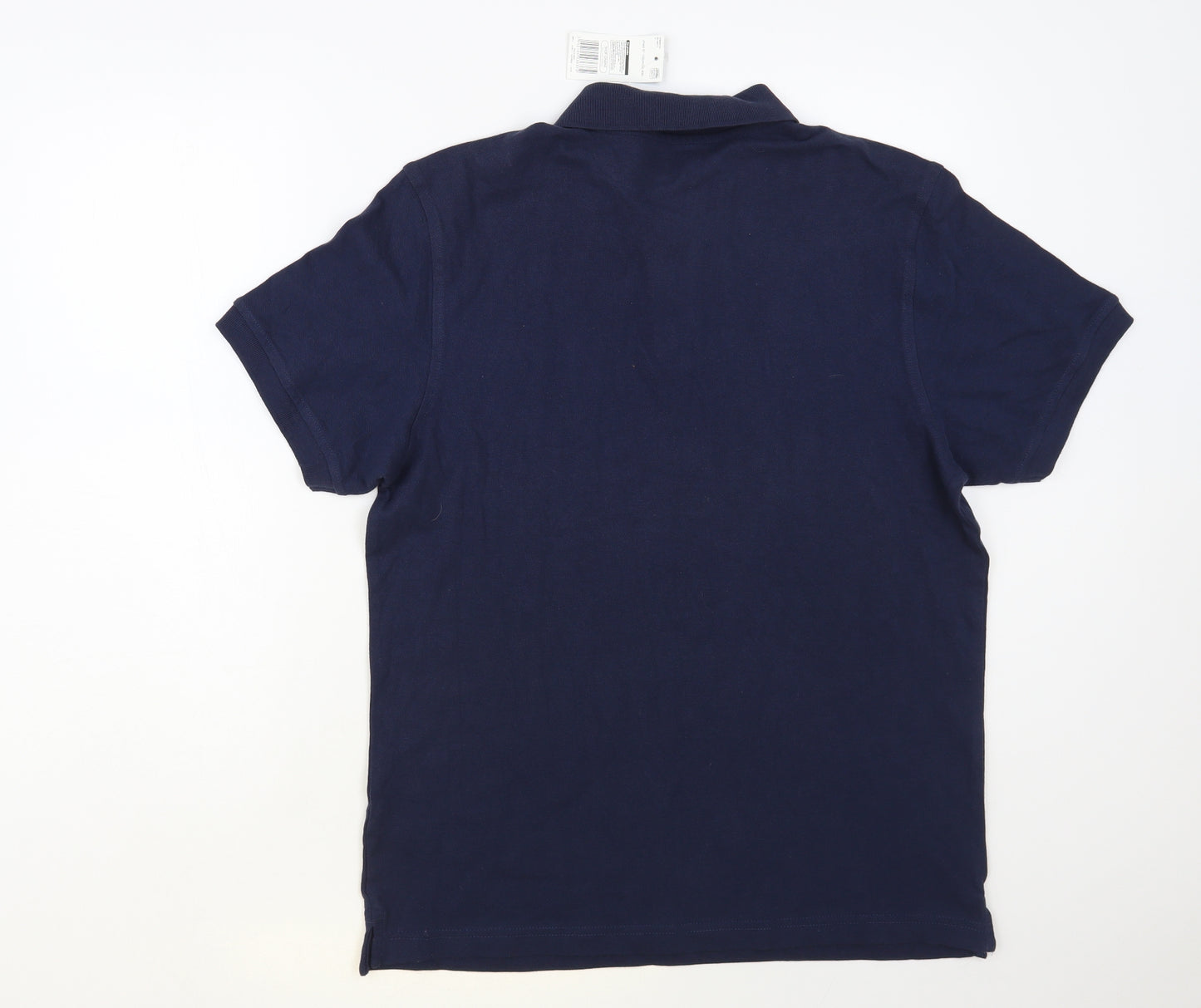 F&F Mens Blue Cotton Polo Size M Collared Button