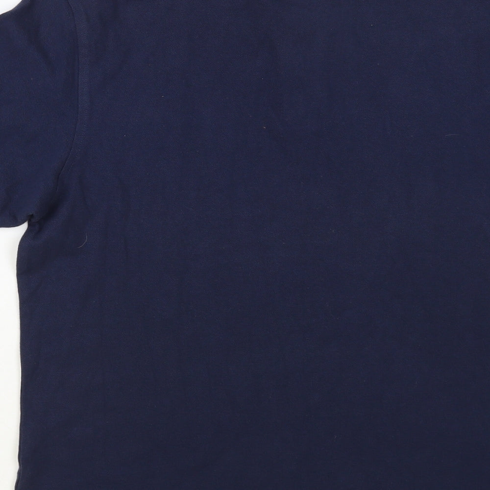 F&F Mens Blue Cotton Polo Size M Collared Button