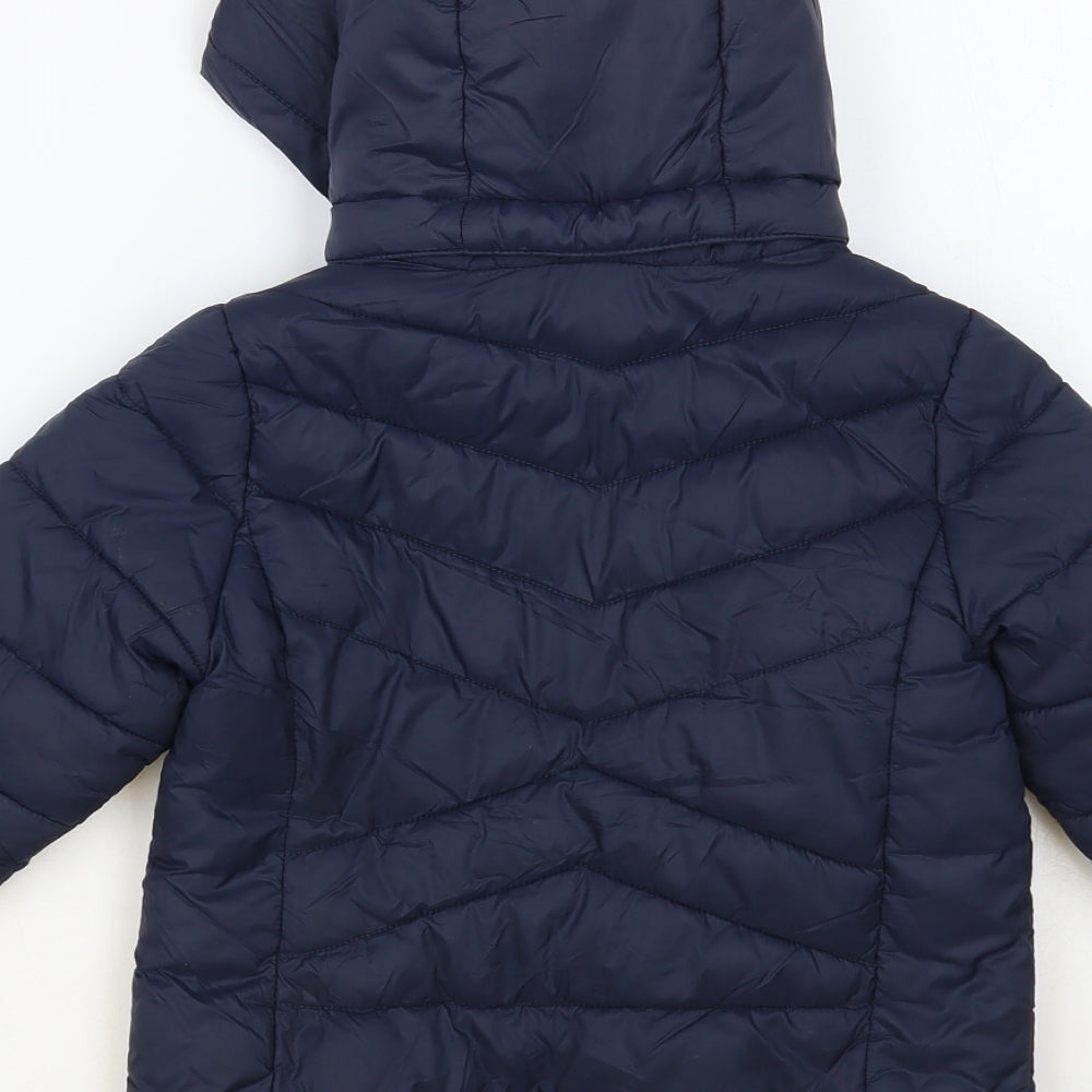 name it Girls Blue Quilted Jacket Size 5 Years Zip