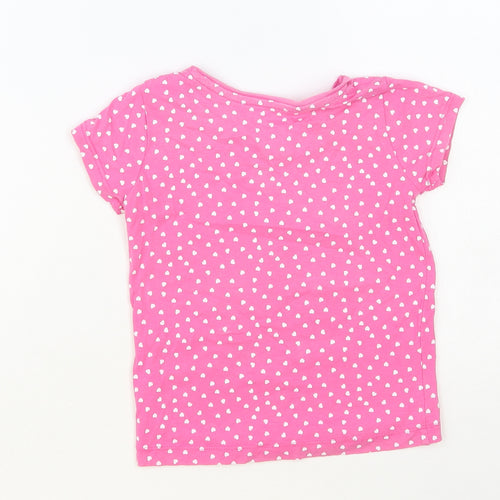 Primark Girls Pink Geometric Cotton Pullover T-Shirt Size 3-4 Years Crew Neck Pullover - Daddy's Little Sweetheart