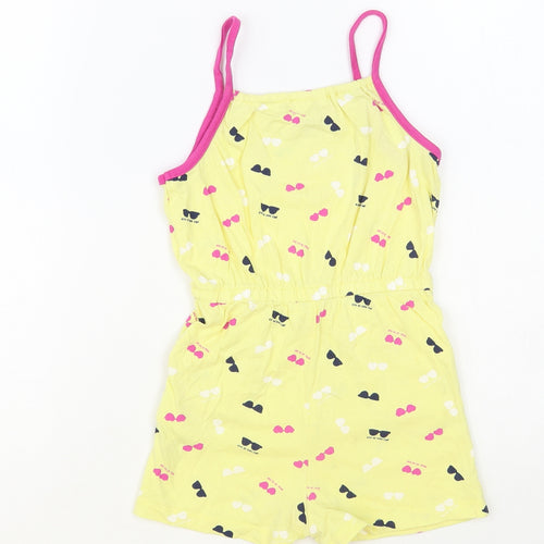 Name It Girls Yellow Geometric Cotton Playsuit One-Piece Size 4 Years Snap - Sunglasses Pattern