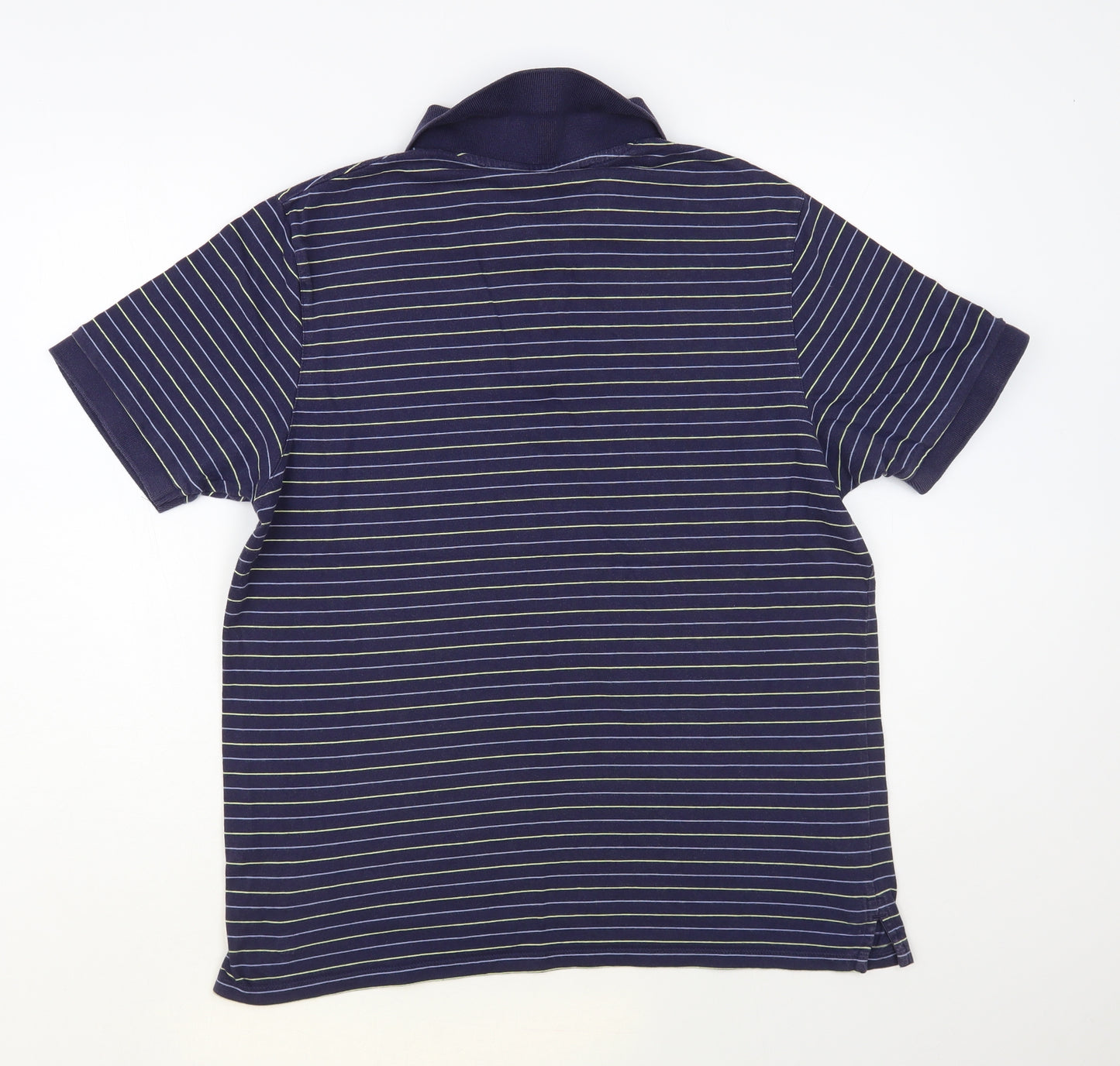 Blue Harbour Mens Blue Striped Cotton Polo Size L Collared Button