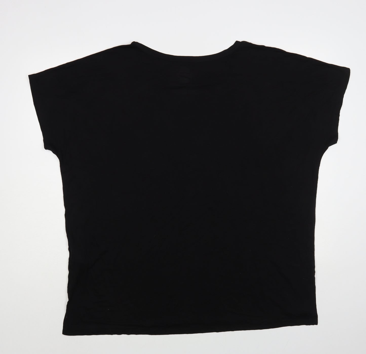 F&F Womens Black Viscose Basic T-Shirt Size 22 Boat Neck - Rainbow