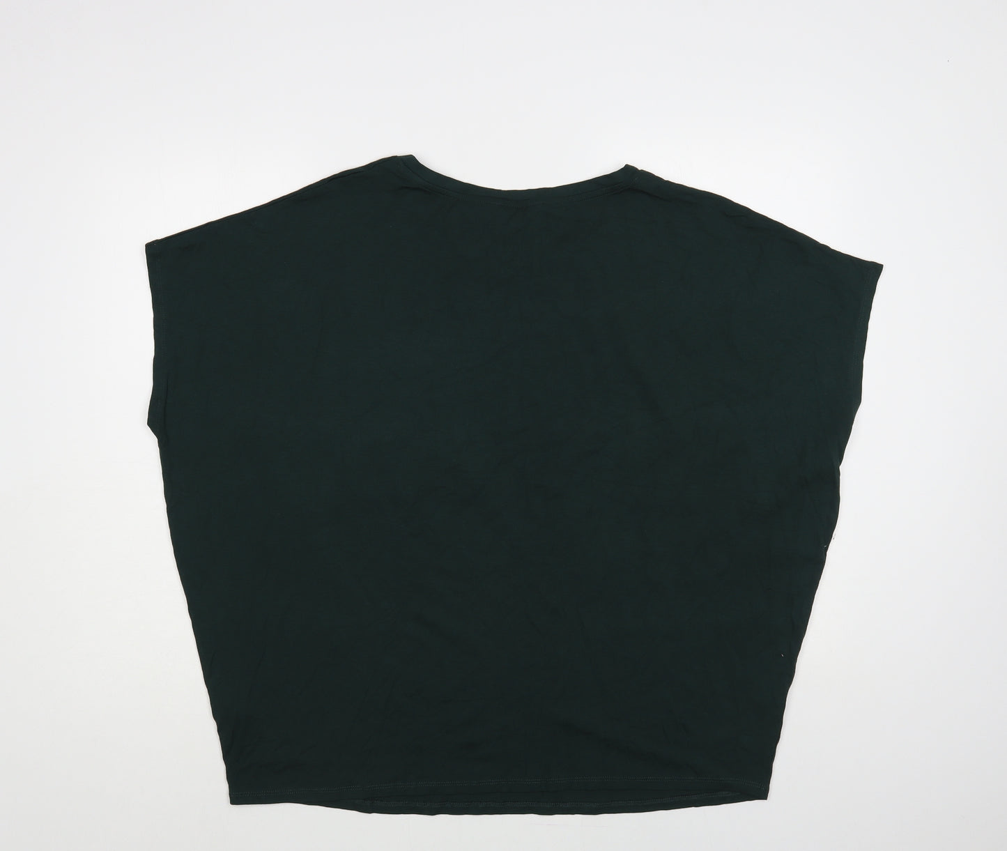 F&F Womens Green Viscose Basic T-Shirt Size 20 Boat Neck