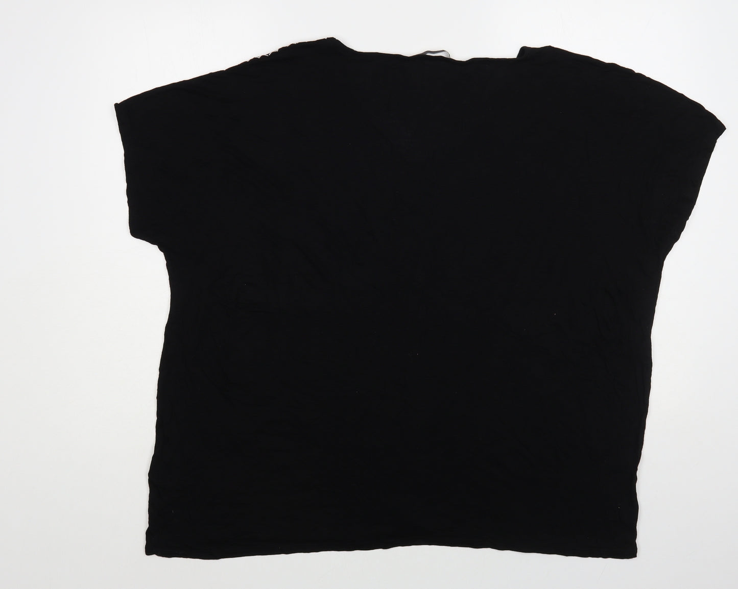 George Womens Black Geometric Viscose Basic T-Shirt Size 22 V-Neck