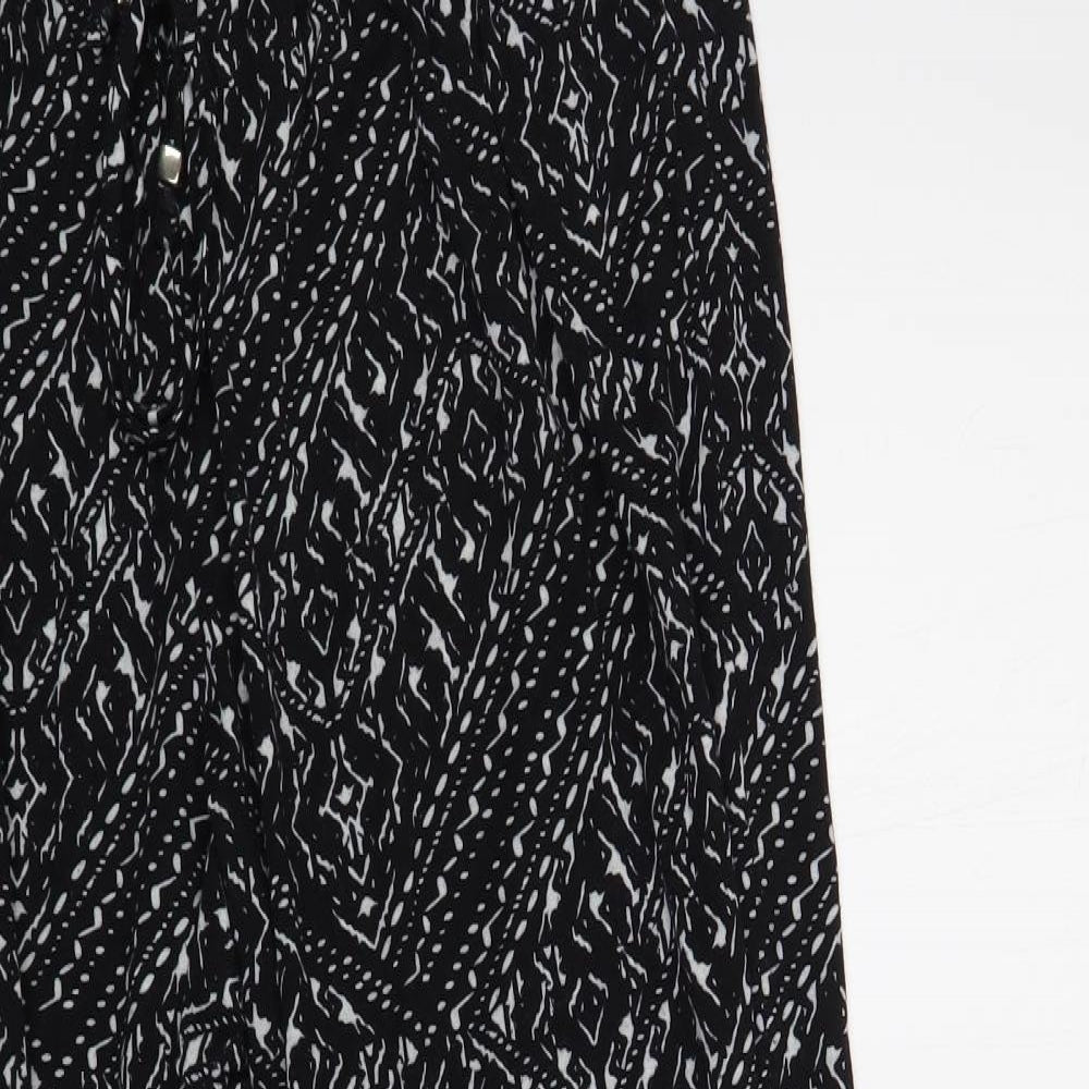 Atmosphere Womens Black Geometric Polyester Trousers Size 16 L27 in Regular Drawstring