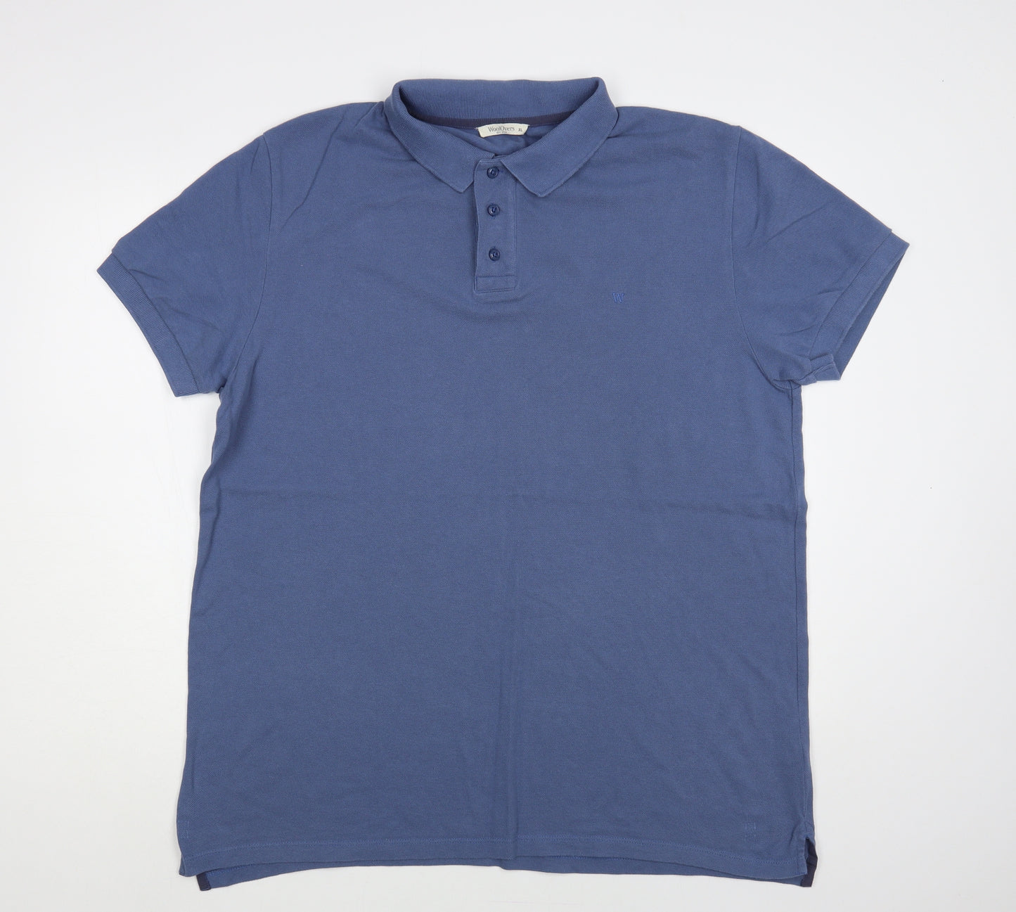 Woolovers Mens Blue Cotton Polo Size XL Collared Button