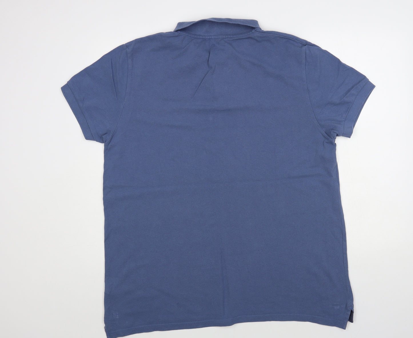 Woolovers Mens Blue Cotton Polo Size XL Collared Button