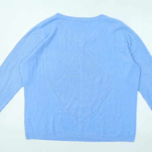 TU Womens Blue Round Neck Geometric Acrylic Pullover Jumper Size 20