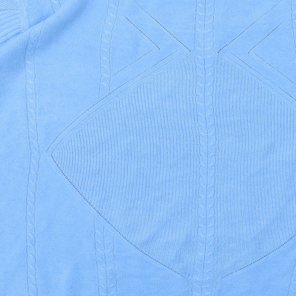 TU Womens Blue Round Neck Geometric Acrylic Pullover Jumper Size 20