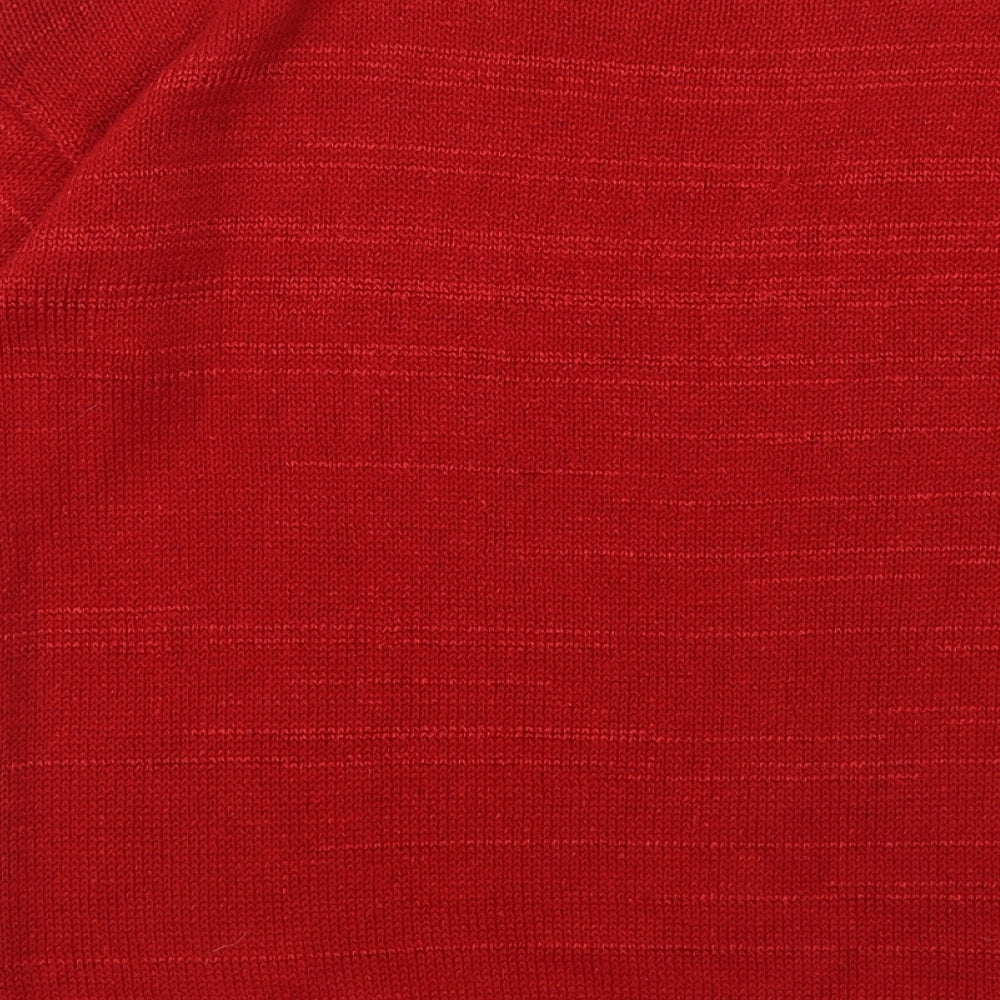 Klass Womens Red Round Neck Geometric Cotton Pullover Jumper Size M