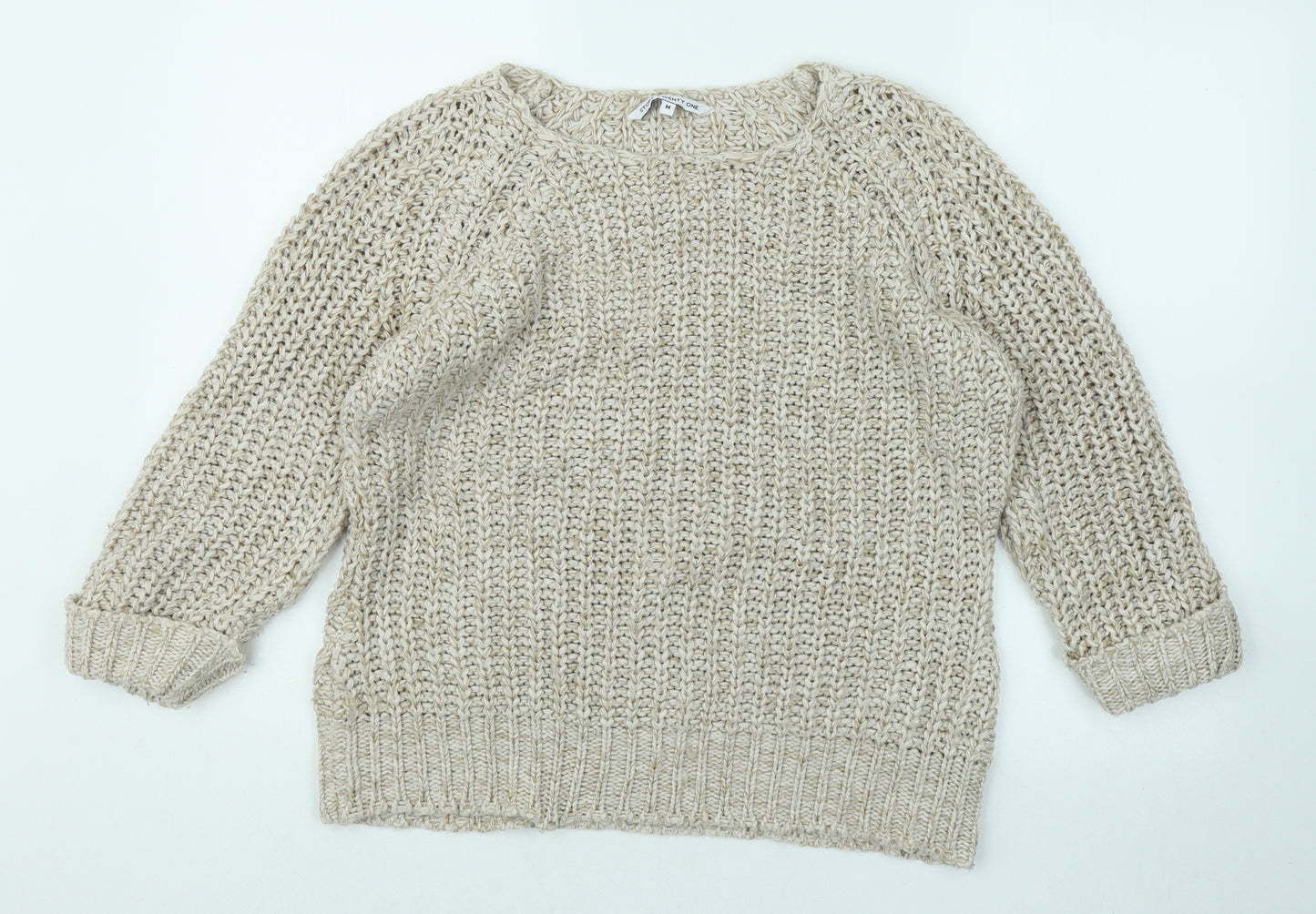 Store Twenty One Womens Beige Round Neck Acrylic Pullover Jumper Size M