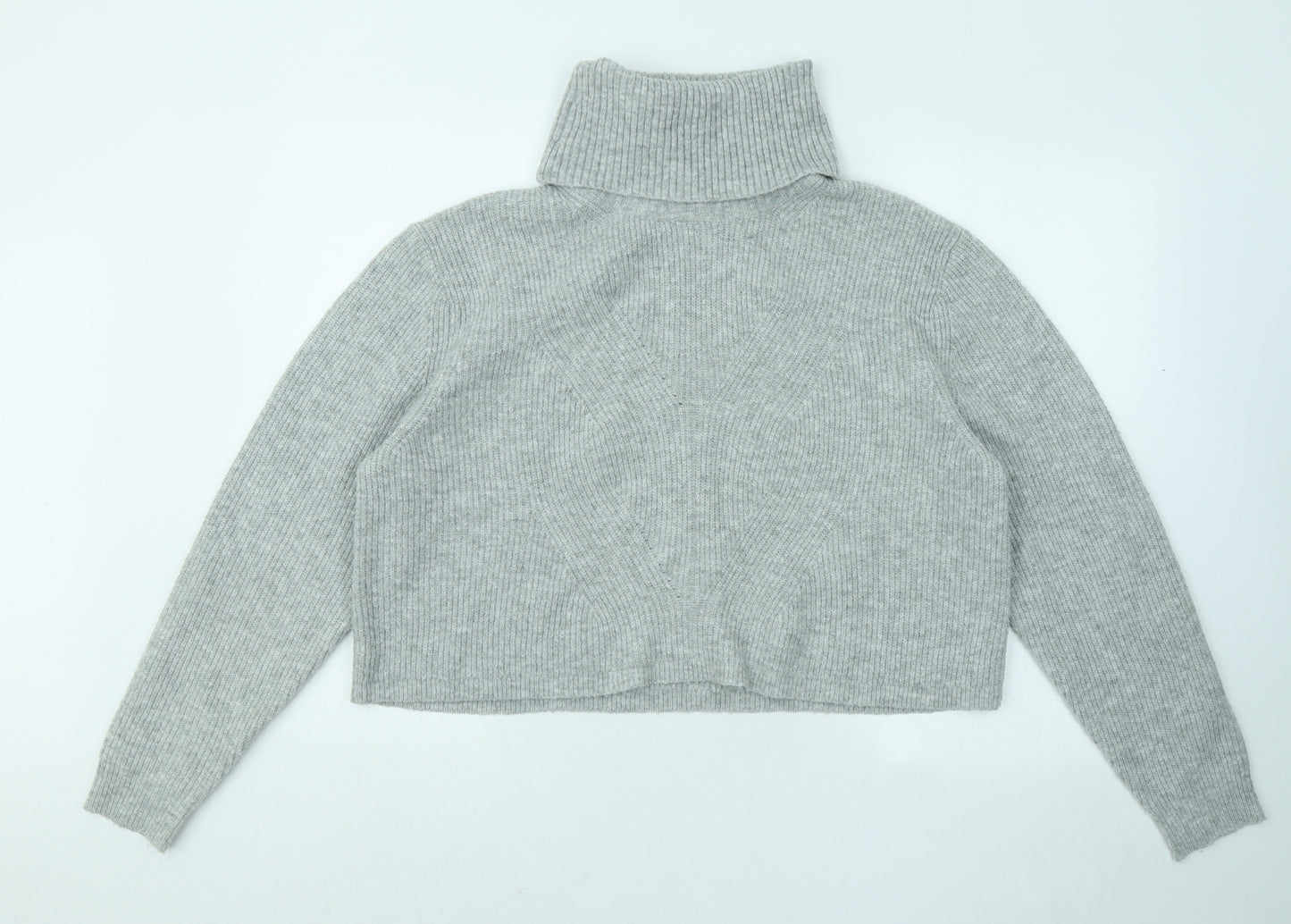 Miss Selfridge Womens Grey Roll Neck Polyester Shrug Jumper Size M